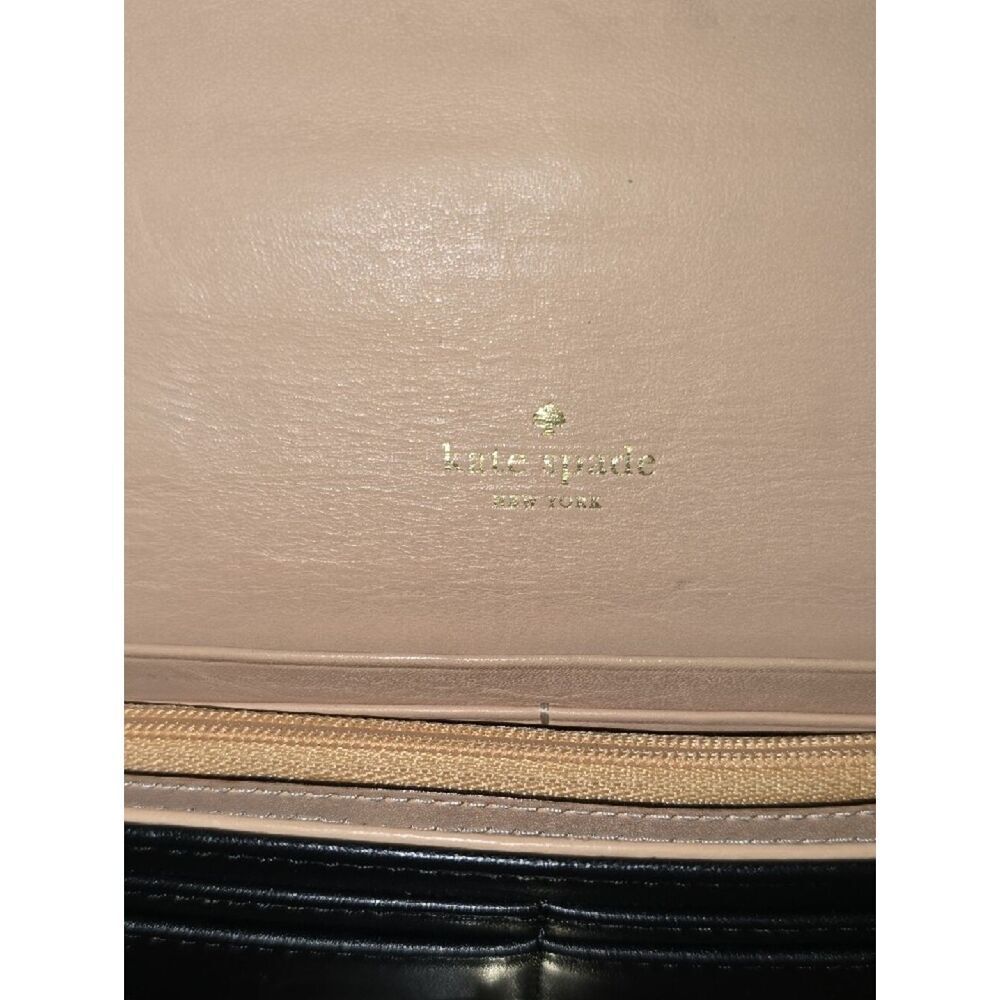 kate spade Black Leather Wristlet Clutch with Gold Turn-Lock Accent - Picture 7 of 14